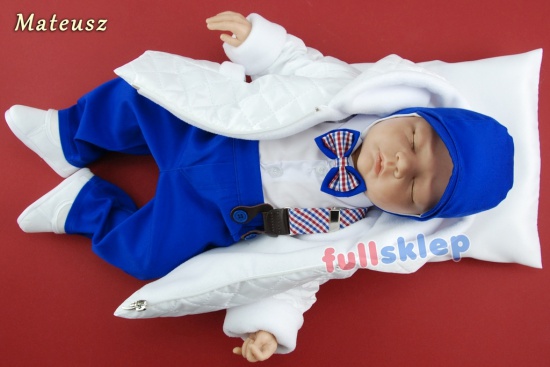 Niebieskie ubranko do chrztu dla chłopca na zimę